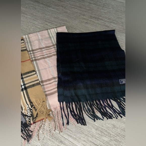 Accessories - Two (2) plaid scarves (tan is sold- this post is for the pink and navy)